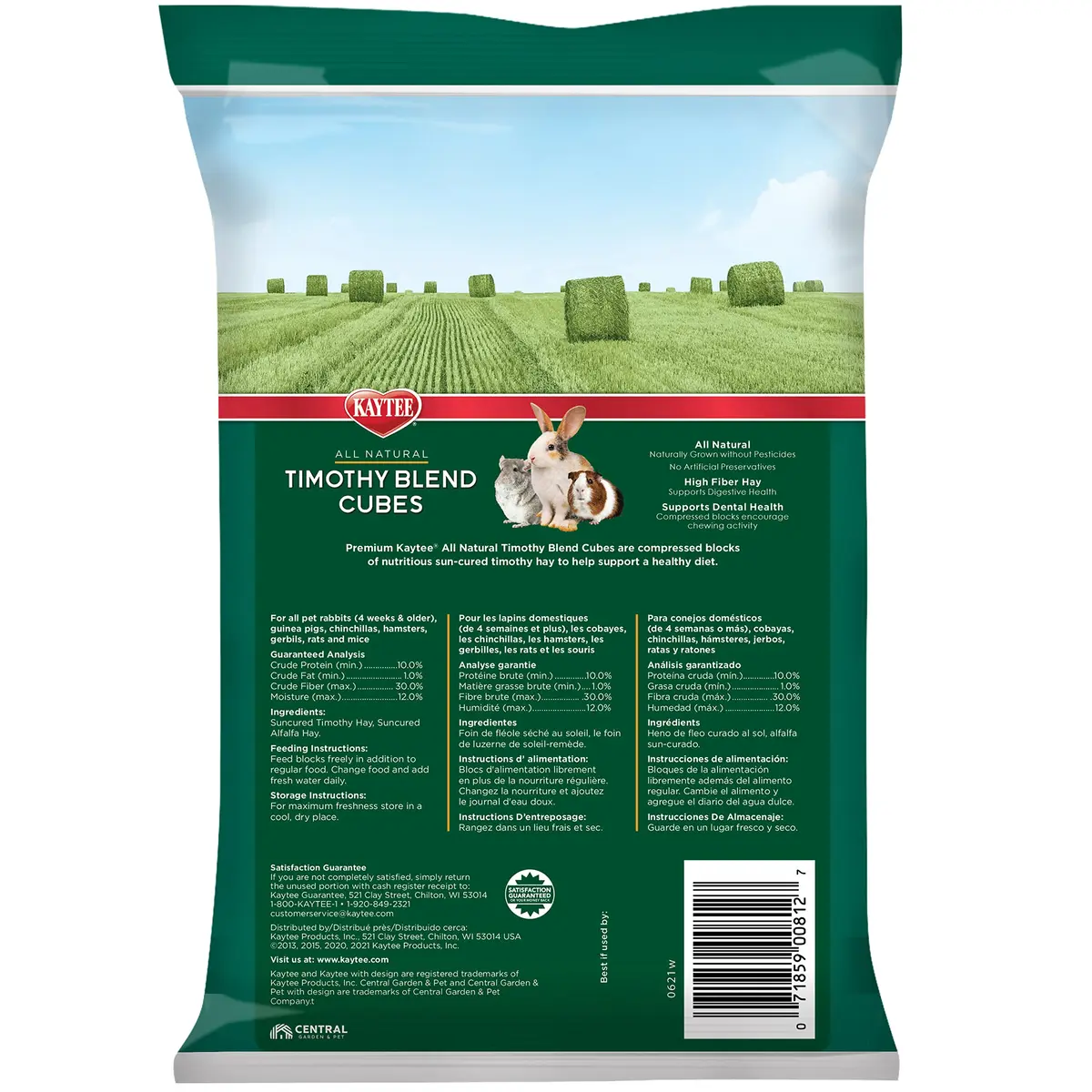 Kaytee Timothy Hay Blend Cubes for Small Animals, 1.81 kg (2 x 16 oz) | High Fiber Digestive Support - view 2
