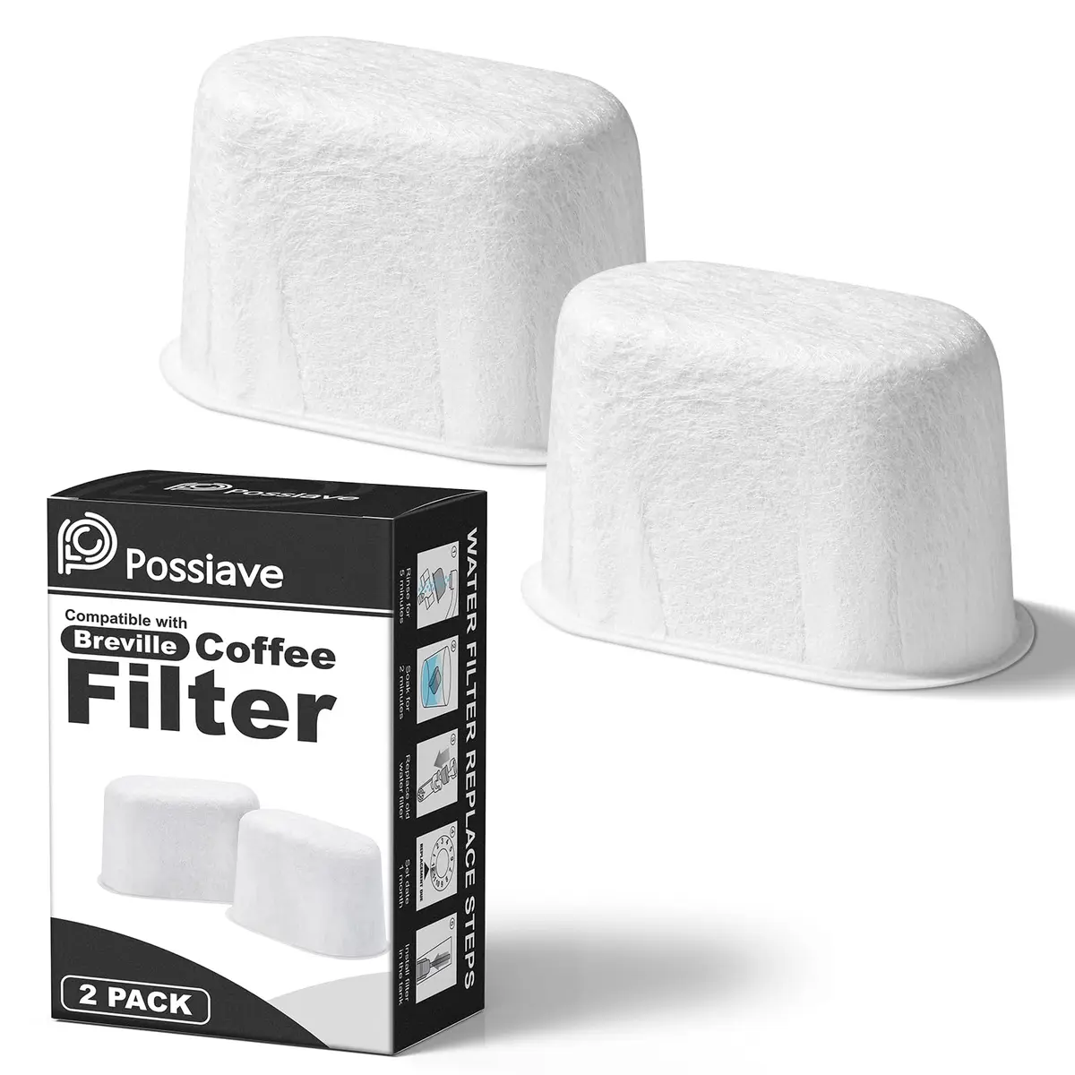 Possiave 2-Pack Water Filters Compatible with Breville BWF100 Machines | Improves Water Quality & Flavor - main product image