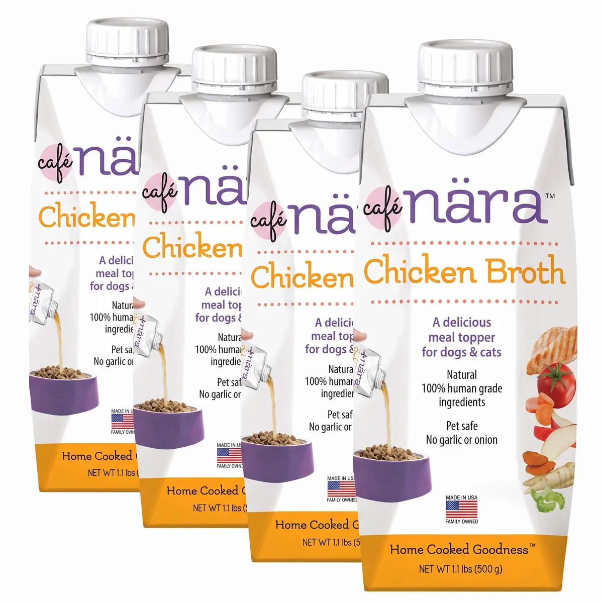 Cafe Nara Chicken Broth 17.6 oz (Pack of 4) | Human Grade Pet Meal Topper Support - main product image