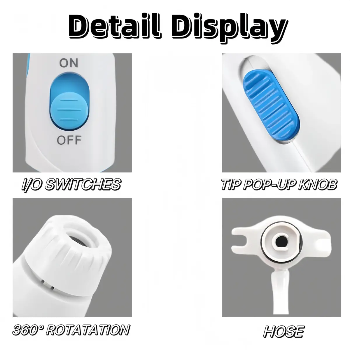 Yooreps Replacement Hose and Handle for Waterpik WP-100 WP-140 Series 11.5cm (4.53") Blue | Compatible Oral Irrigator Part - view 2