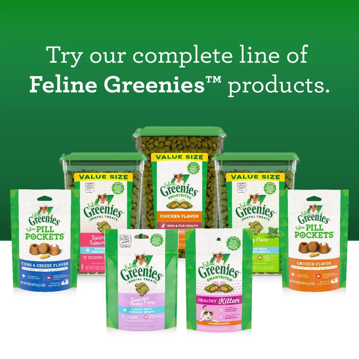 Greenies Tempting Tuna Flavor Dental Cat Treats 9.2 oz (208 g) Pack of 2 | Veterinarian-Recommended Oral Care for Adult Cats - view 7