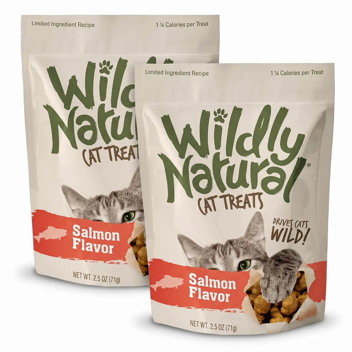 Wildly Natural Cat Treats, 2.5 Ounces, Salmon Flavor | Crunchy Dental Snacks for Cats - main product image