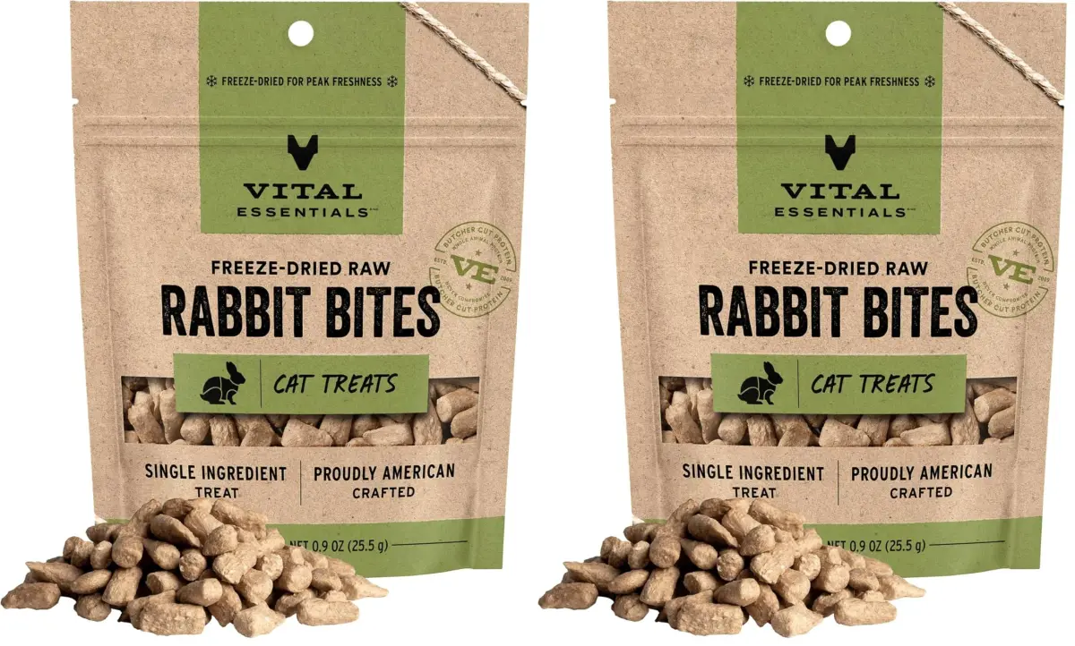 Vital Essentials Freeze Dried Raw Rabbit Cat Treats 1.8 oz (51 g) | High Protein for Feline Vitality - main product image