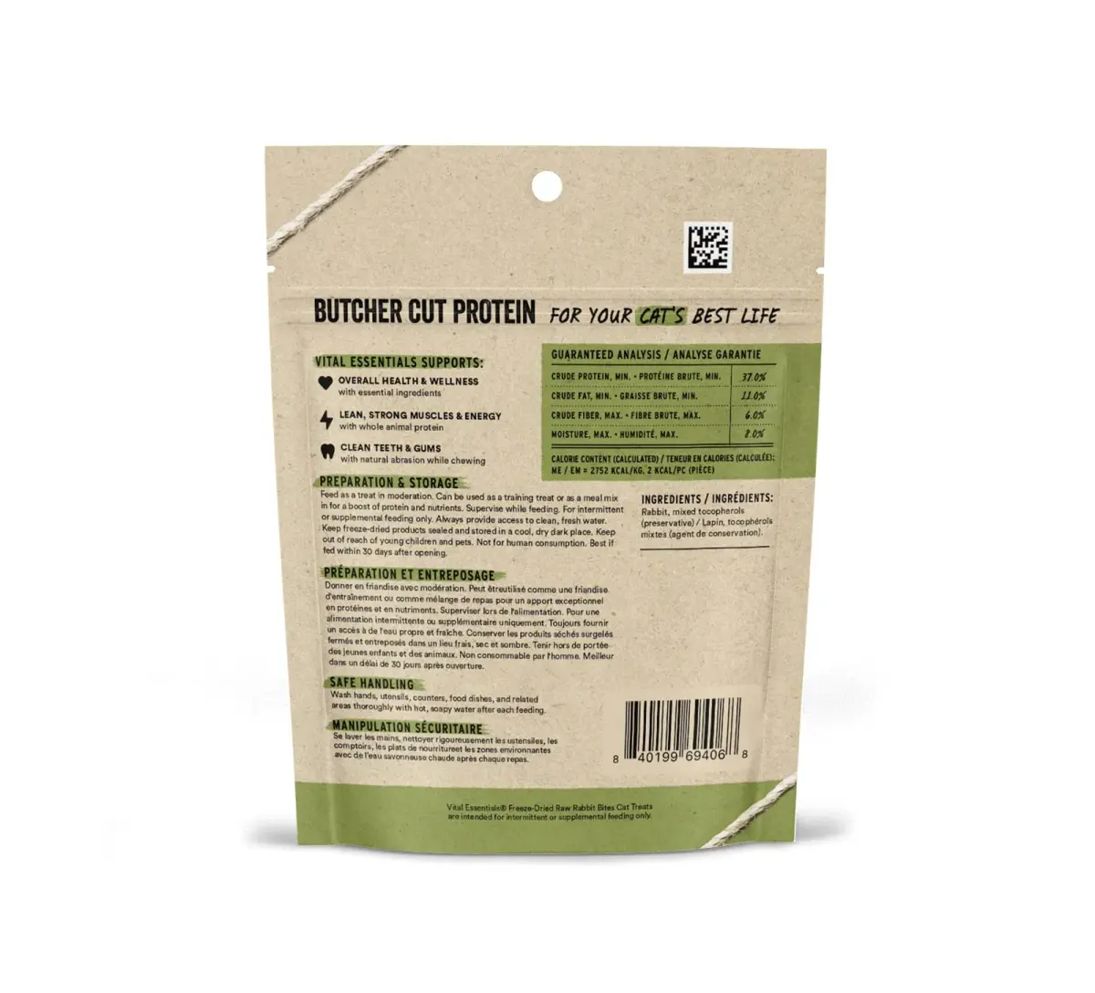 Vital Essentials Freeze Dried Raw Rabbit Cat Treats 1.8 oz (51 g) | High Protein for Feline Vitality - view 2
