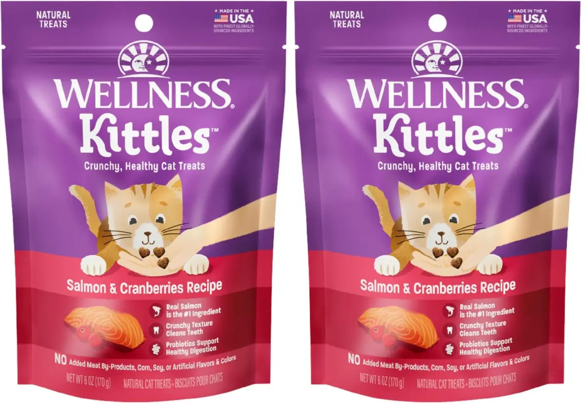 Wellness Kittles Natural Grain Free Cat Treats Salmon & Cranberries 12 oz (342 g) | Crunchy Dental Cat Treats - main product image