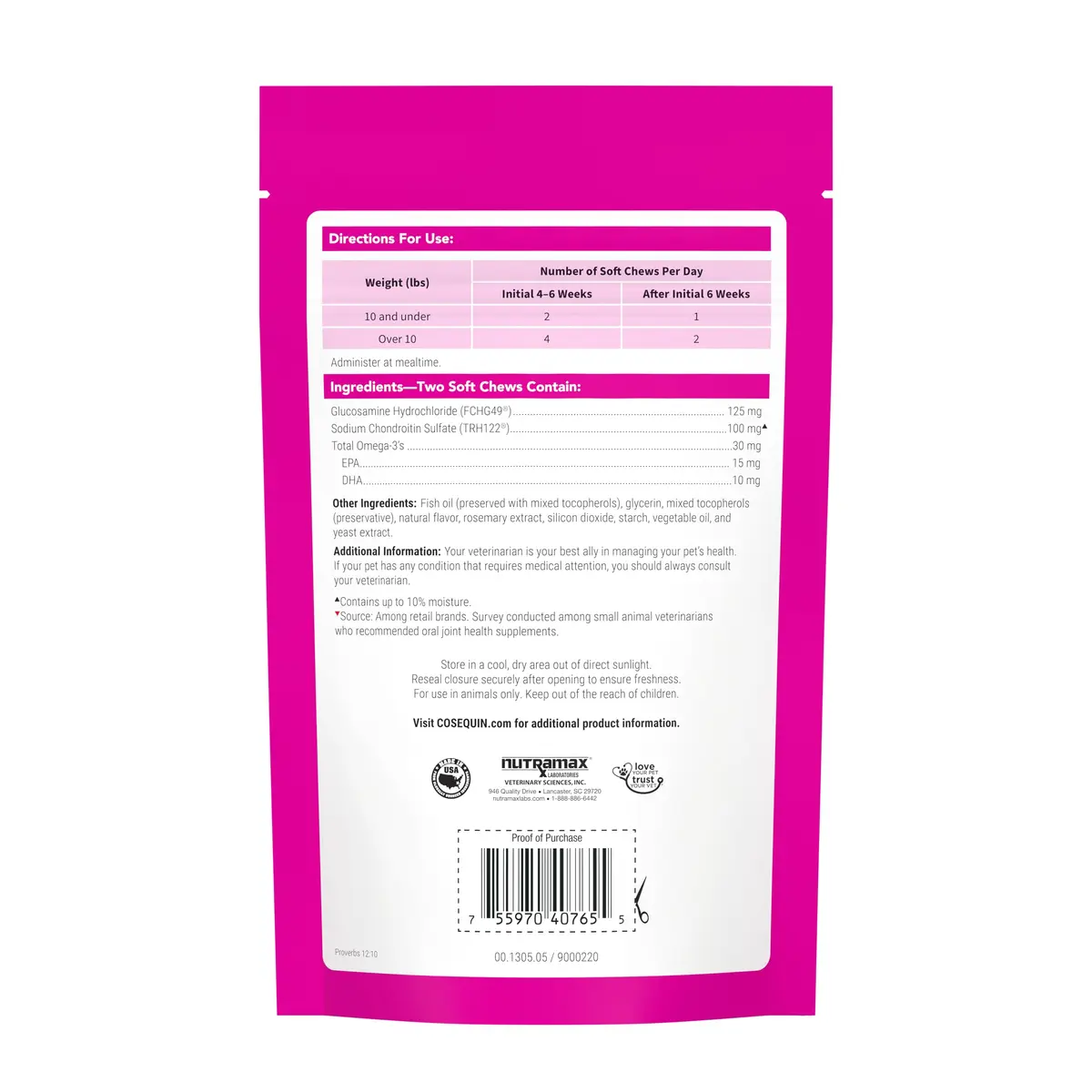 Nutramax Cosequin for Cats Joint Health Supplement Soft Chews, 120 Count (60 Count Pack of 2) | Supports Joint, Skin & Coat Health - view 2