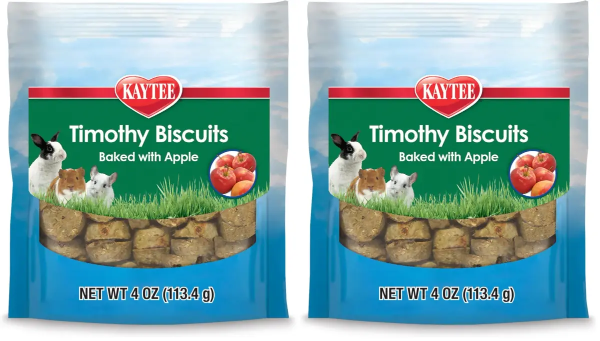 Kaytee Timothy Biscuits Baked Treat for Small Animals, Apple Flavor, 8 oz (Pack of 2) | High Fiber Dental Chews for Rabbits & Guinea Pigs - main product image