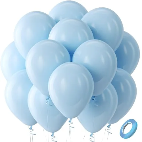 Bezente Pastel Blue Balloons 30 Pack 18 Inch Round Helium Light Blue Bridal Balloons | Assorted Colors Balloon Value Pack - main product image