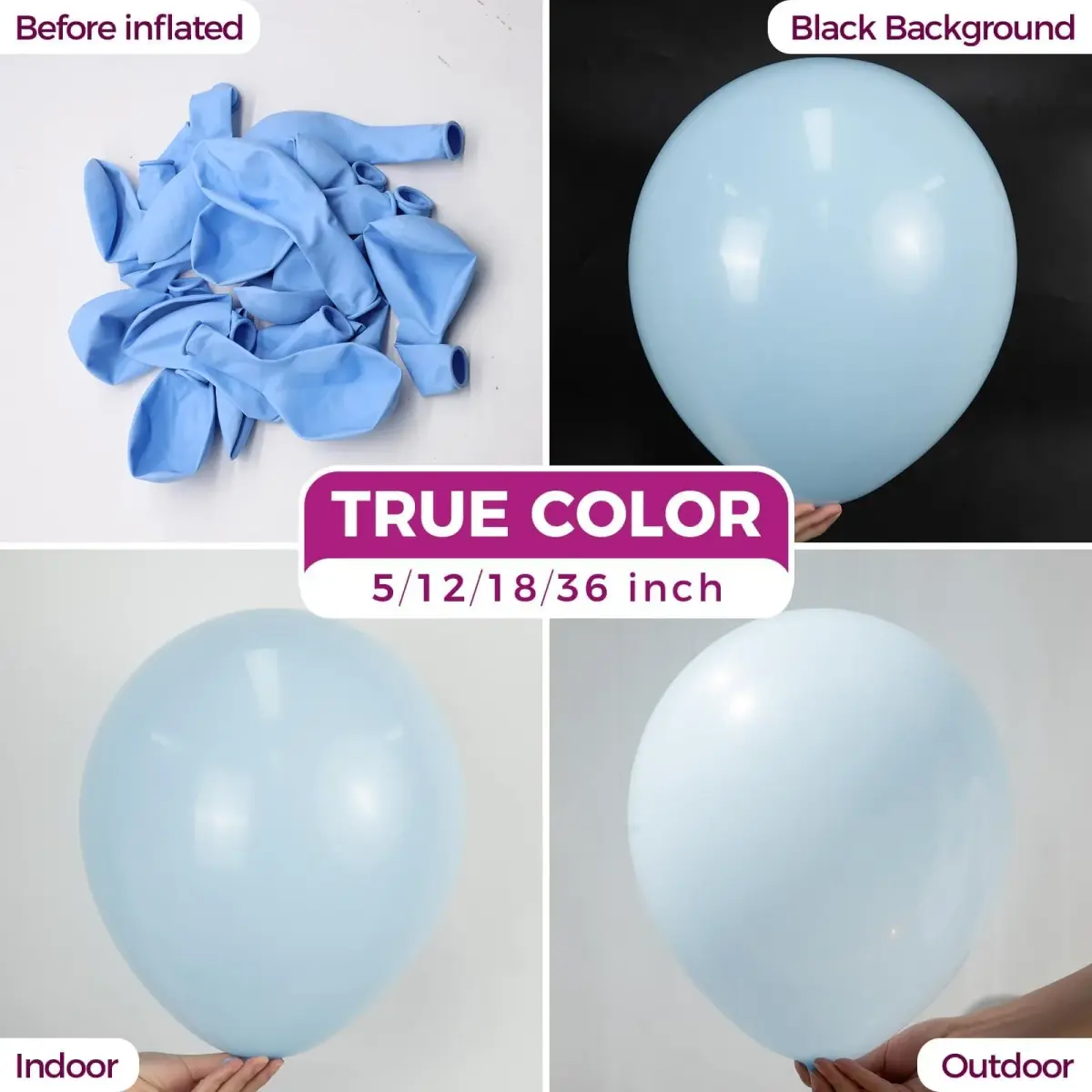 Bezente 36 Inch Pastel Blue Latex Round Balloons 8 Pack | Giant Balloons for Parties - view 2