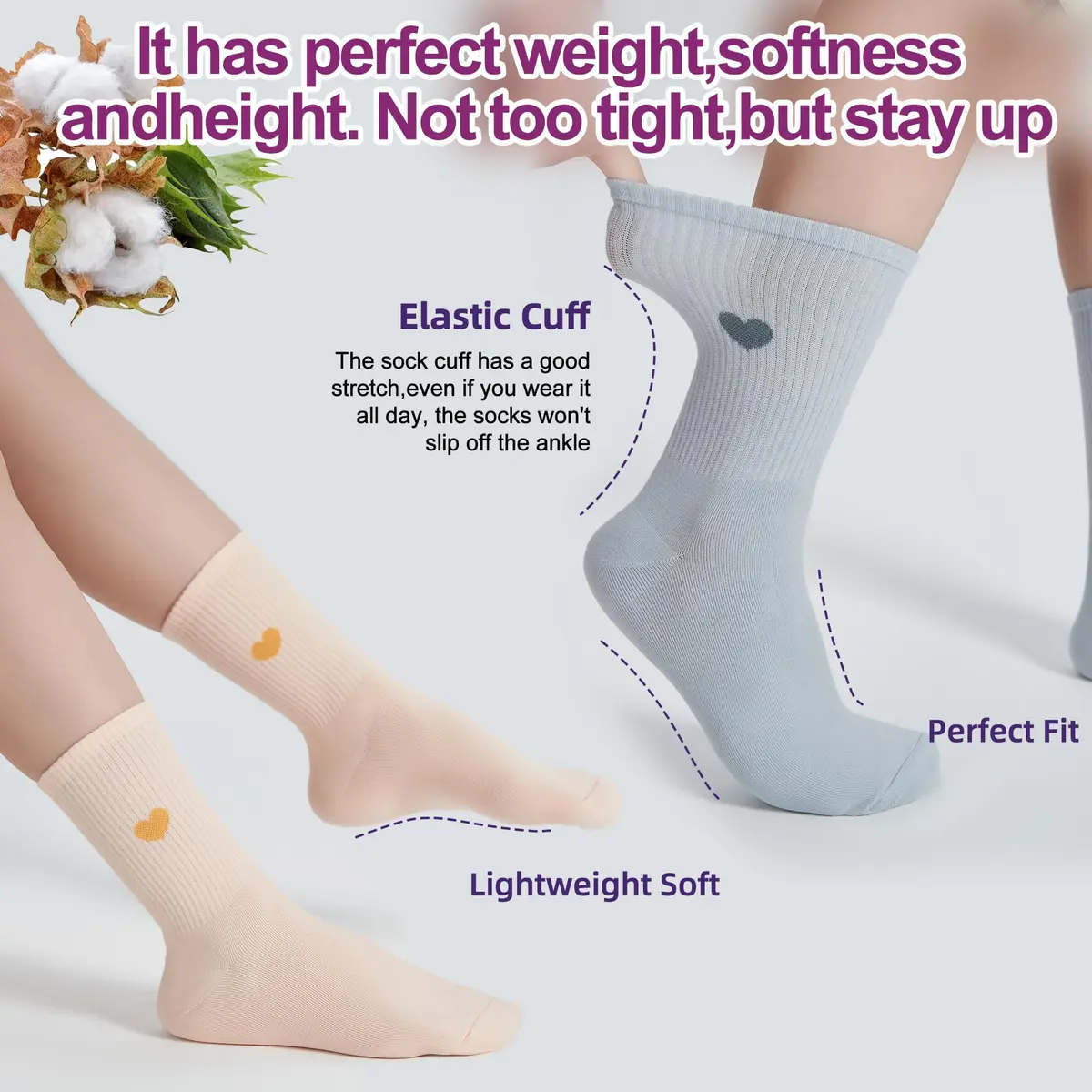 inhees Womens Cotton Crew Calf Socks | Soft, Breathable & Moisture-Absorbing (70-120 chars) - view 6