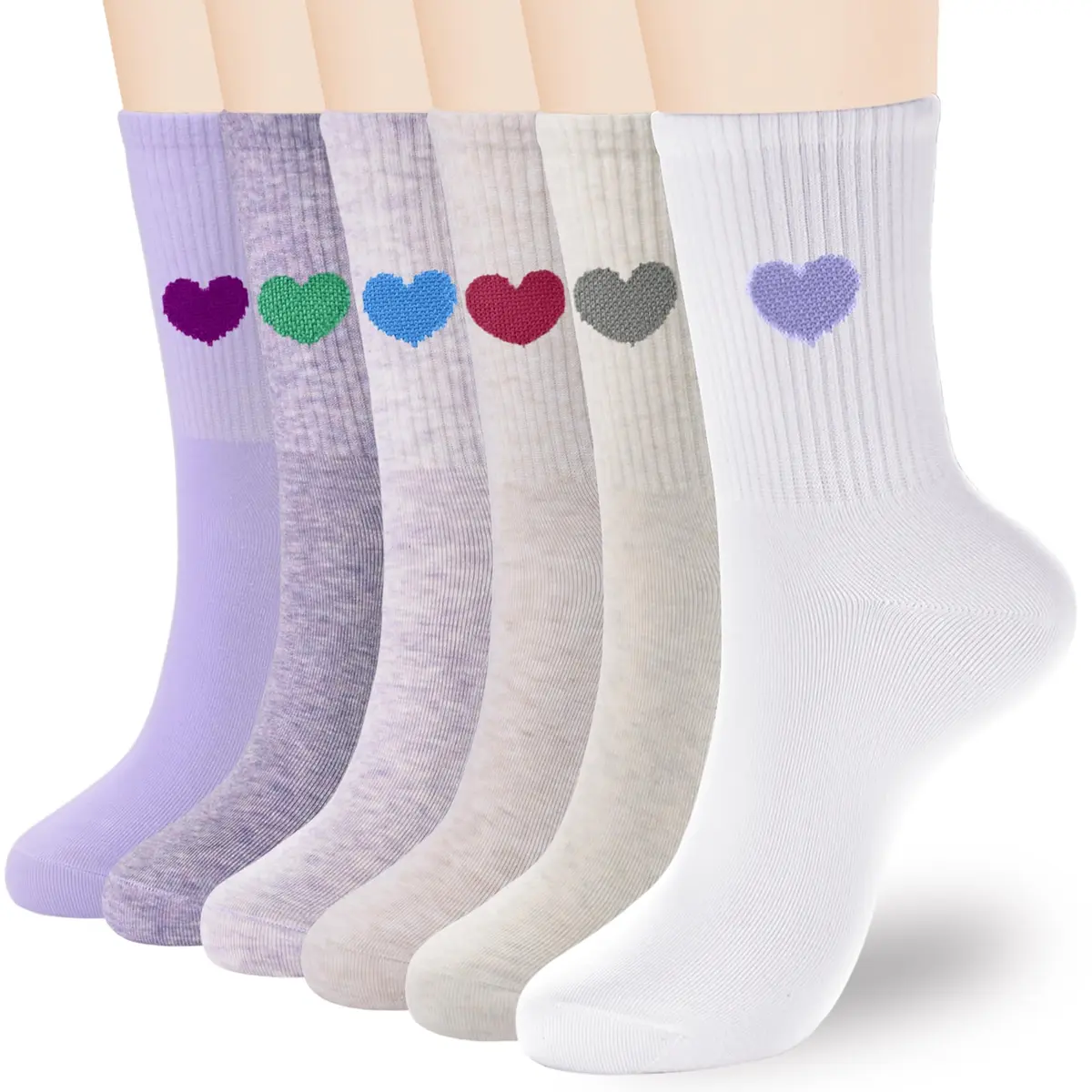 inhees Womens Cotton Crew Calf Socks 6 Pairs | Soft, Breathable & Comfortable Fit (70-120 chars) - main product image