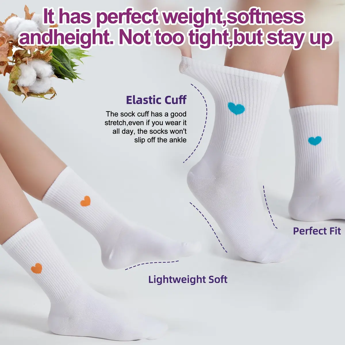 inhees Womens Cotton Crew Calf Socks | Soft, Breathable & Comfortable Fit (9-12 US) - view 6