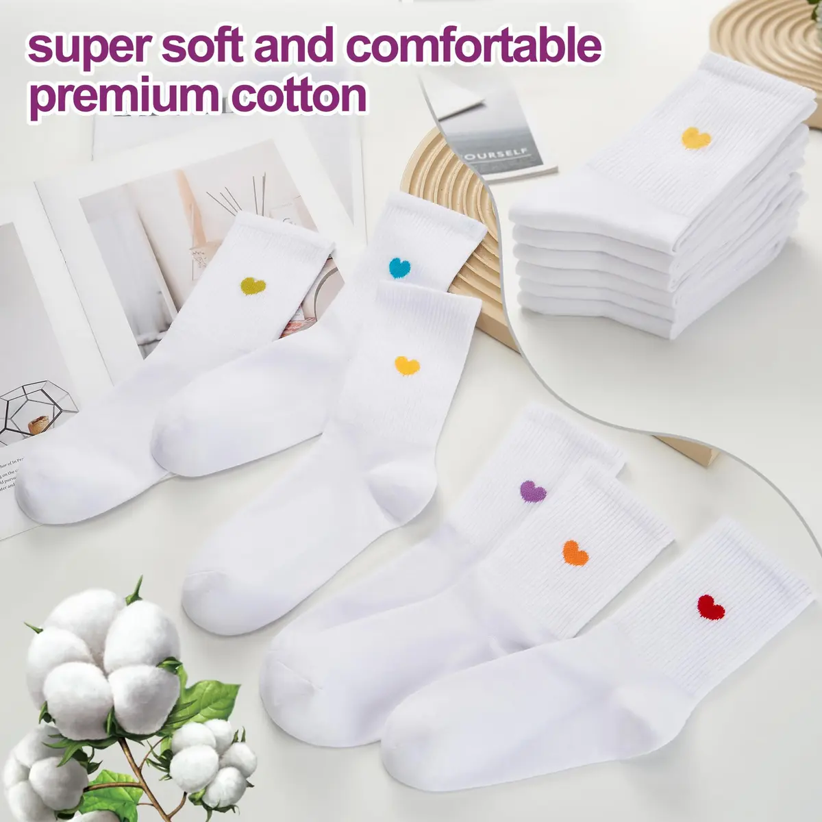 inhees Womens Cotton Crew Calf Socks | Soft, Breathable & Comfortable Fit (9-12 US) - view 3