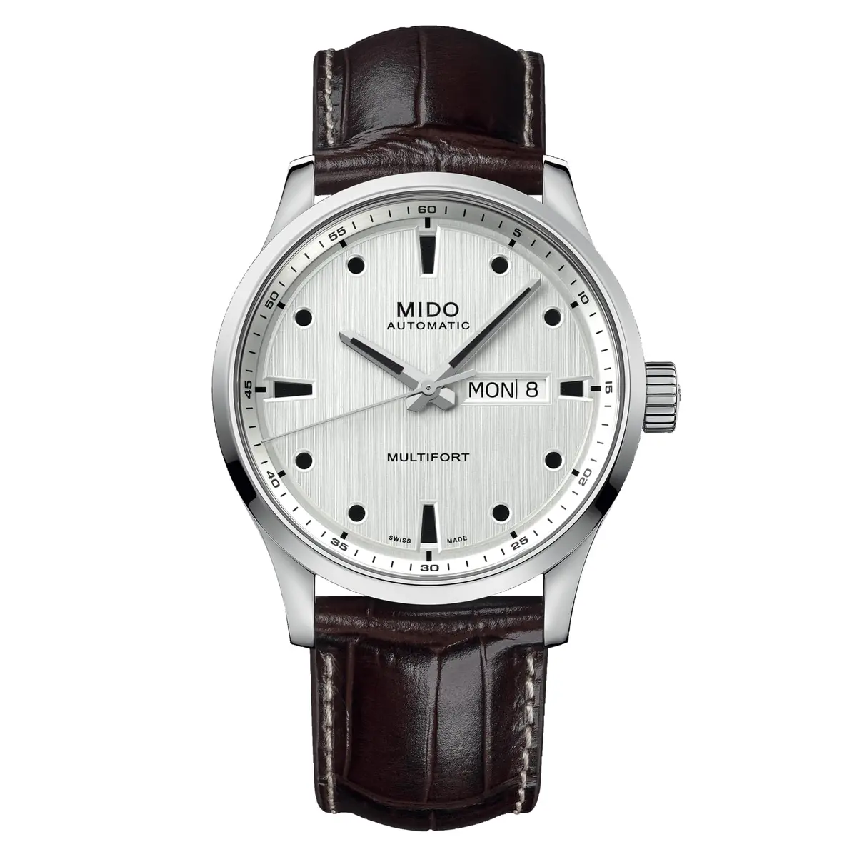 MIDO Multifort M - Automatic Mens Watch - Silver Dial - 42mm Stainless Steel Case - Brown Leather Strap - main product image