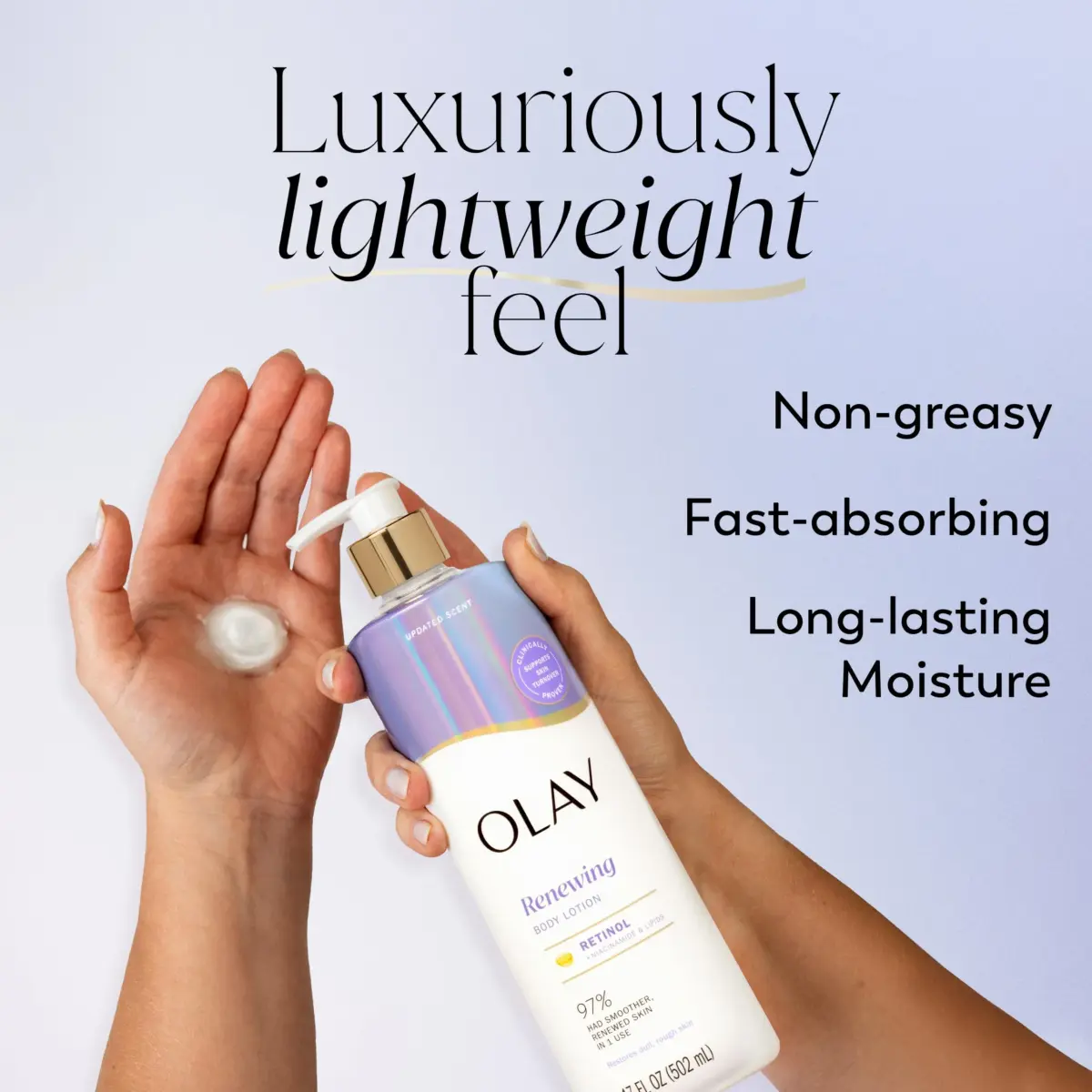 Olay Smoothing Body Lotion with Retinol Serum 502ml (17 fl oz) | Visibly Smoother Skin, 24hr Moisture, Vitamin B3 - view 2