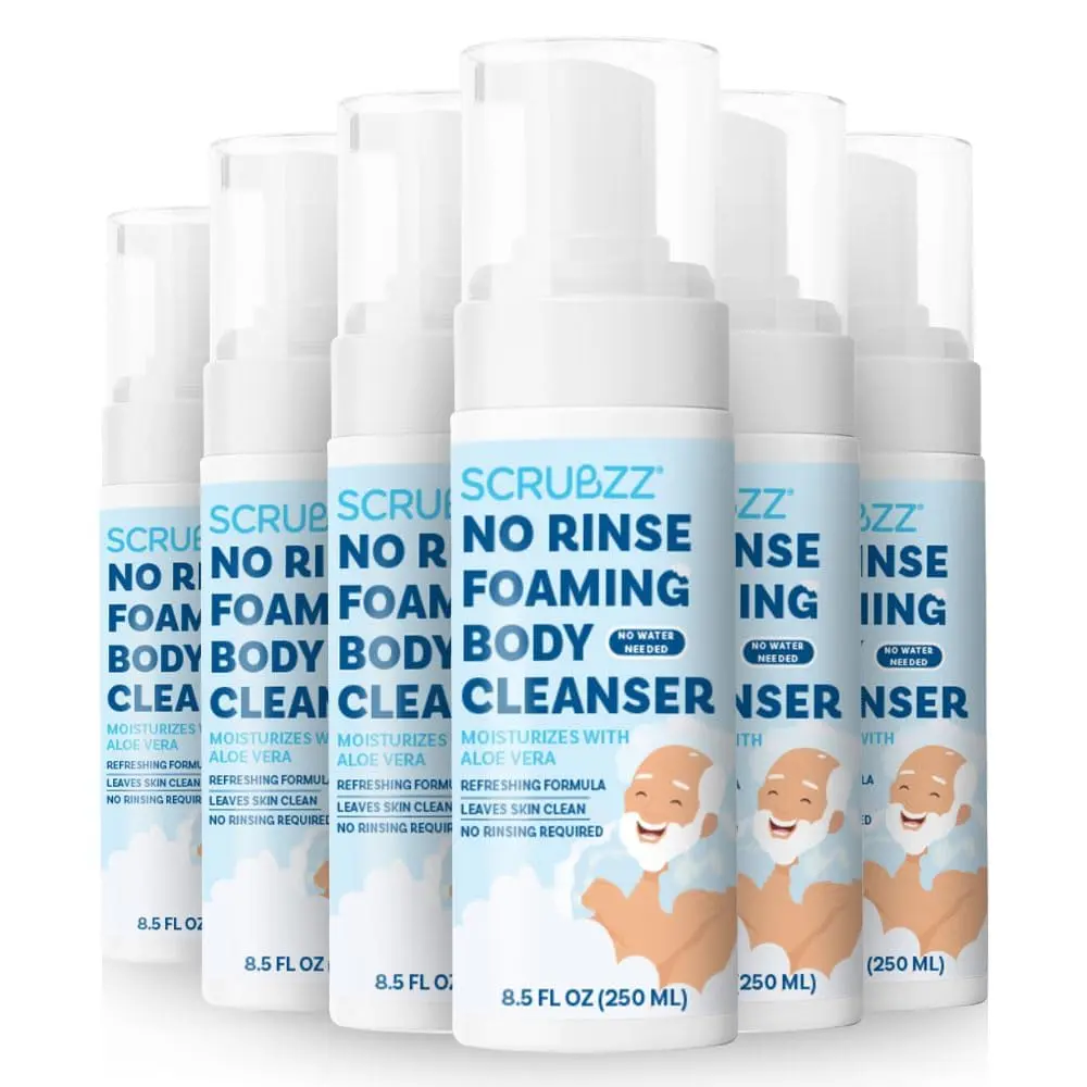 Scrubzz No Rinse Body Wash for Elderly 8.5 fl oz | Gentle Waterless Foam for Post Surgery & Travel - main product image
