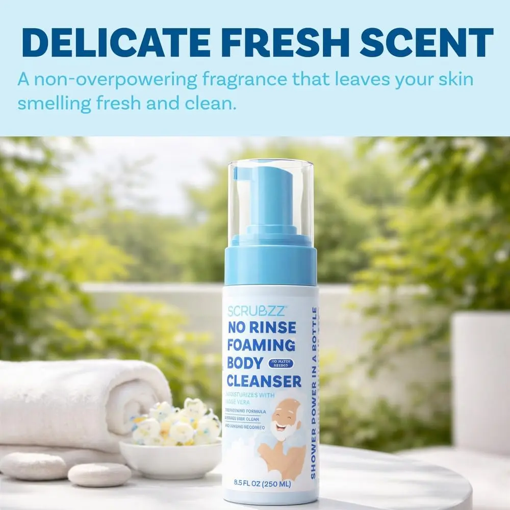 Scrubzz No Rinse Body Wash for Elderly 8.5 fl oz | Gentle Waterless Foam for Post Surgery & Travel - view 8
