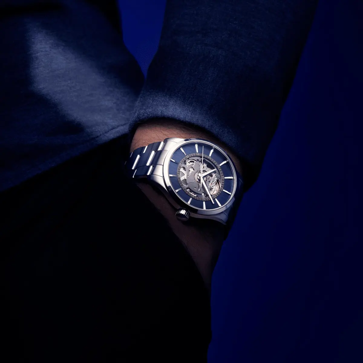 MIDO Multifort Skeleton Vertigo Swiss Automatic Skeleton Watch for Men | See-Through Blue Dial, 42mm Case - view 2
