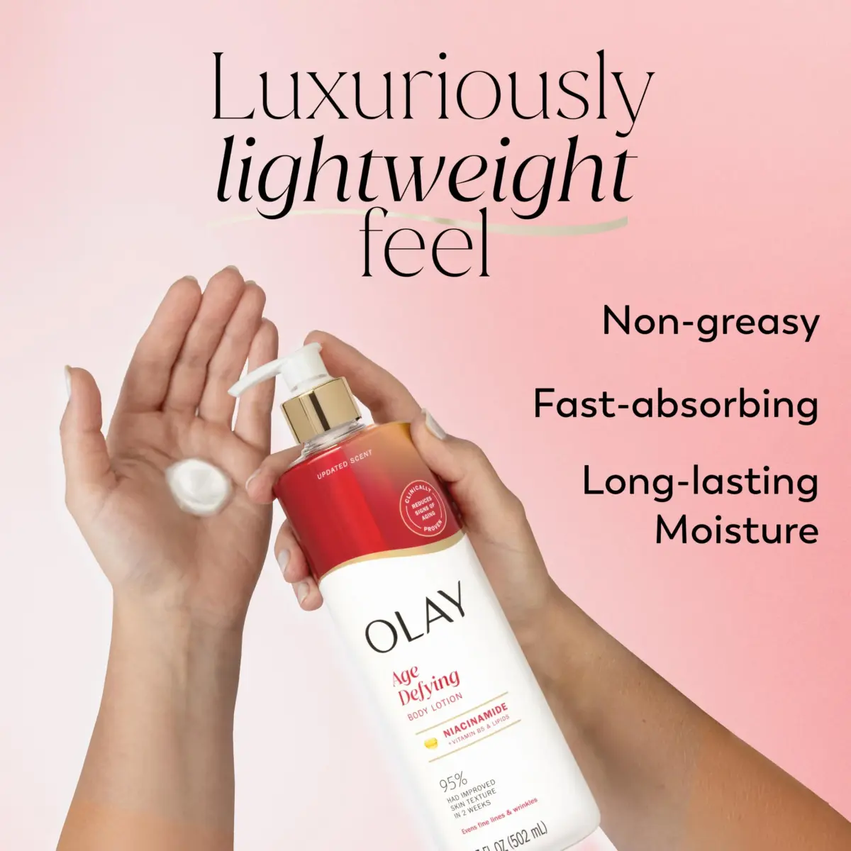 Olay Age Defying & Hydrating Body Lotion with Niacinamide Serum 503ml (17 fl oz) | 24hr Moisture for All Skin Types - view 2