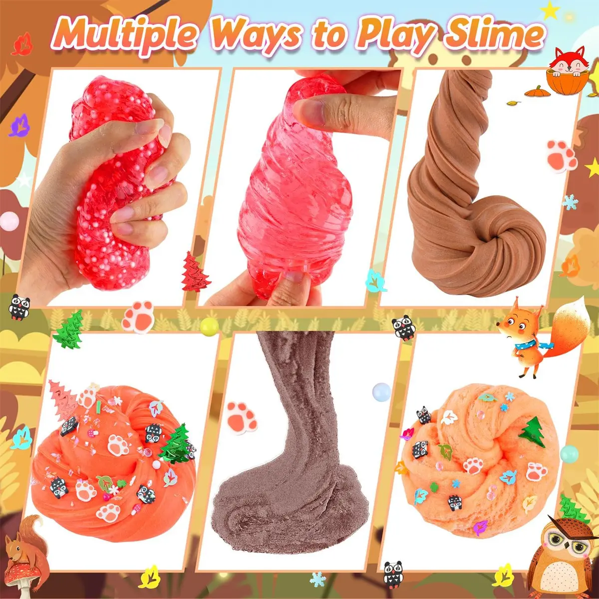 LAWOHO 6-Pack Forest Animal Slime Kit | Clear Butter Cloud Gift Set, 360ml (12.17 Fl Oz) - view 6