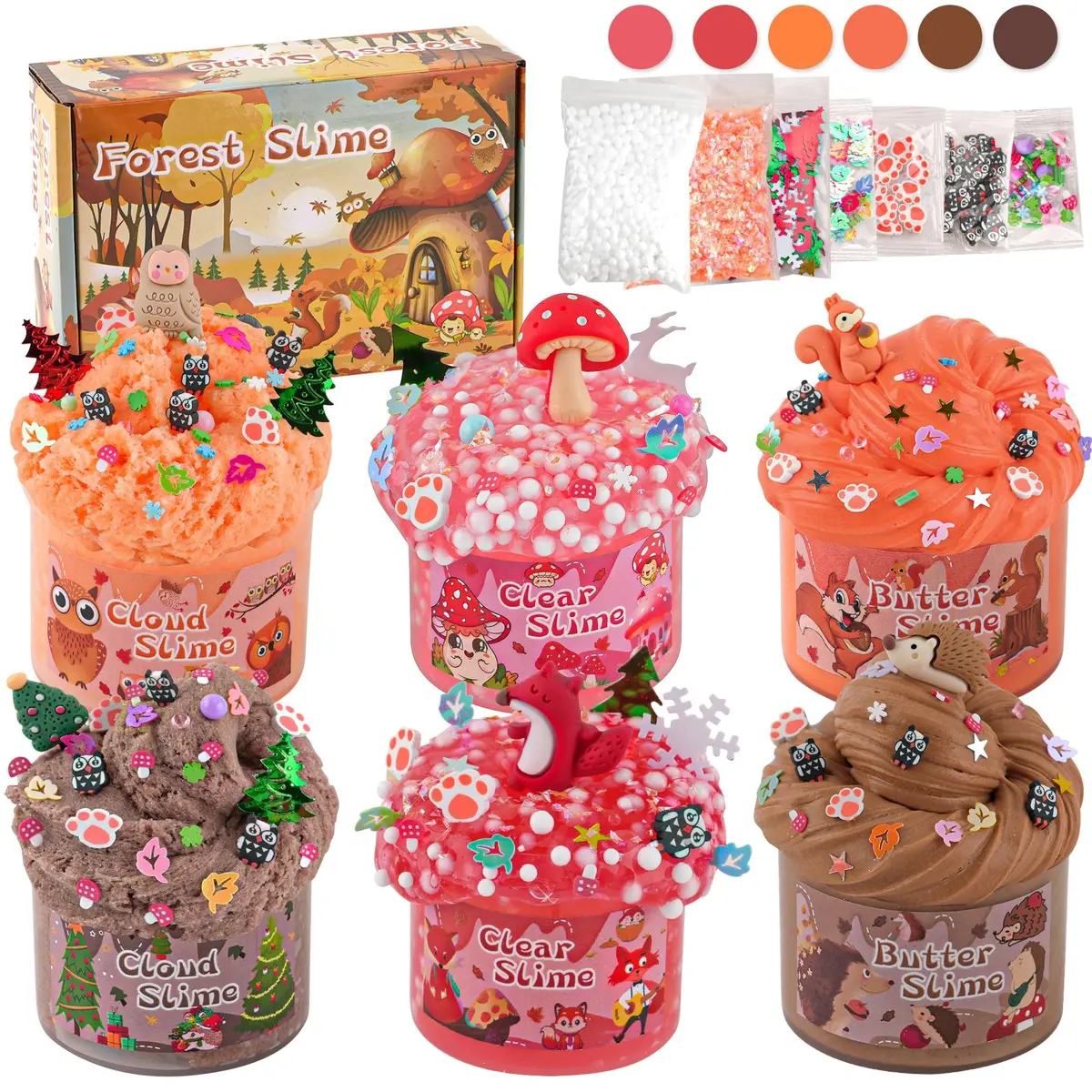 LAWOHO 6-Pack Forest Animal Slime Kit | Clear Butter Cloud Gift Set, 360ml (12.17 Fl Oz) - main product image