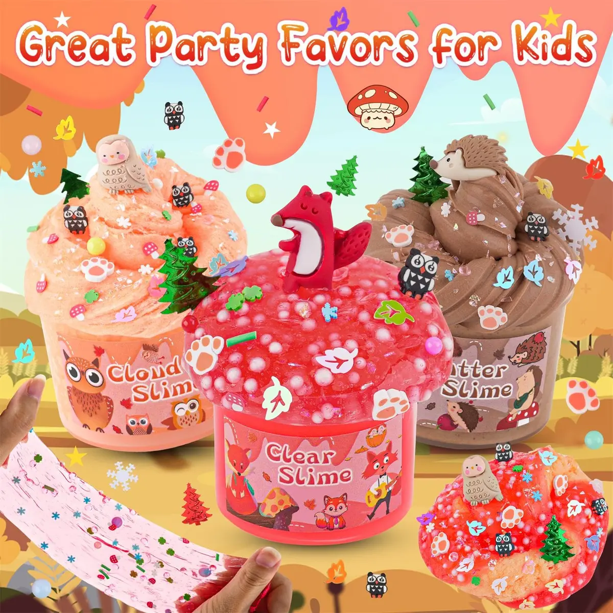 LAWOHO 6-Pack Forest Animal Slime Kit | Clear Butter Cloud Gift Set, 360ml (12.17 Fl Oz) - view 2