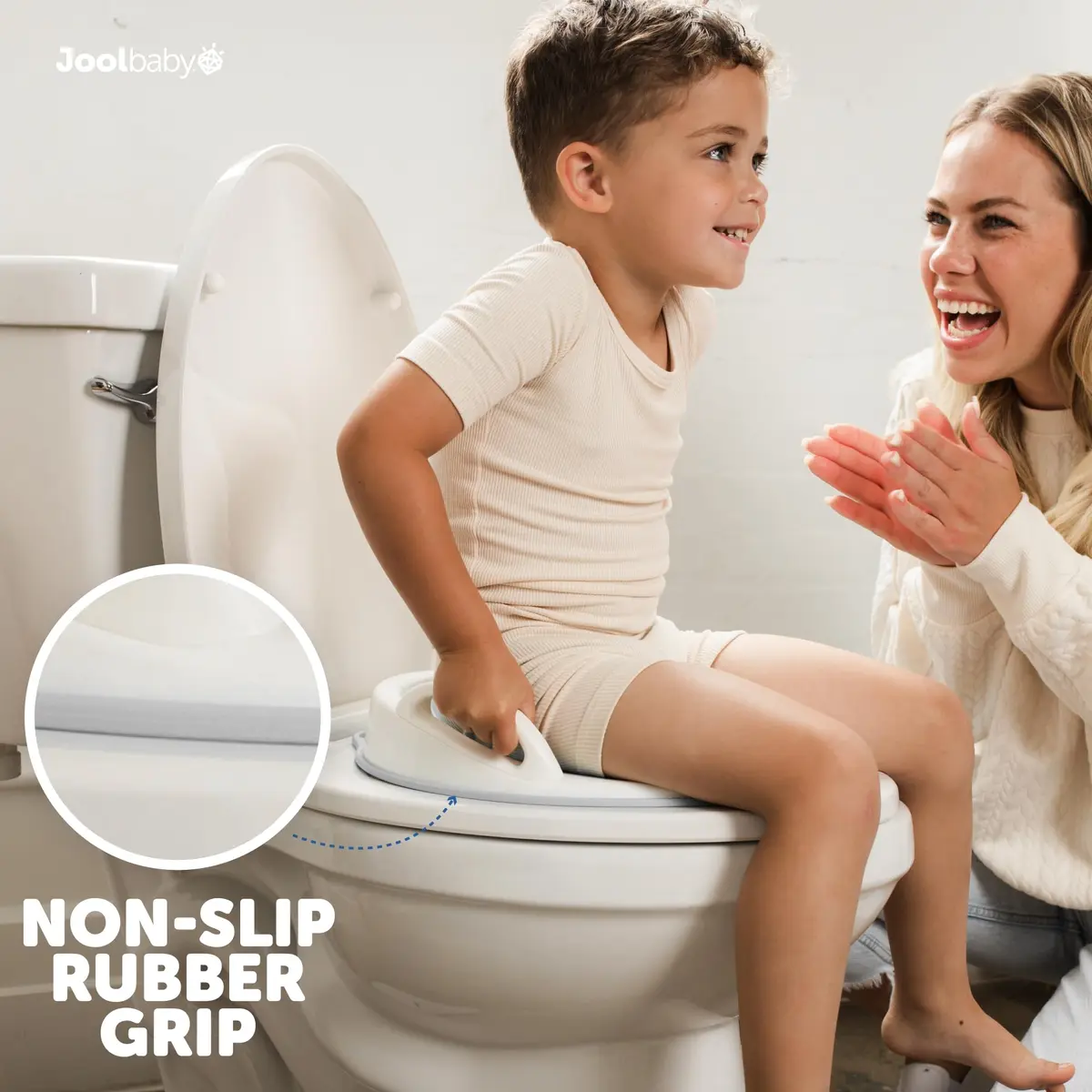 Jool Baby Potty Training Seat for Boys and Girls With Handles, Fits Round & Oval Toilets, Non-Slip with Splash Guard (Gray) - view 3
