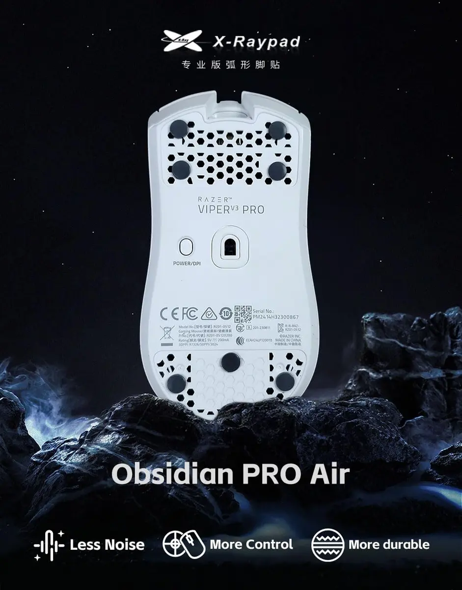 X-Raypad Obsidian Pro Air Speed Mouse Skates (40 Dots, Grey) | Low-Friction UHMWPE for Gaming - view 6