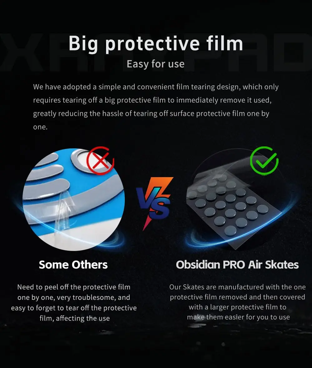 X-Raypad Obsidian Pro Air Speed Mouse Skates (40 Dots, Grey) | Low-Friction UHMWPE for Gaming - view 7