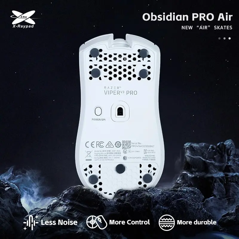 X-Raypad Obsidian Pro Air Speed Mouse Skates (40 Dots, Grey) | Low-Friction UHMWPE for Gaming - view 2