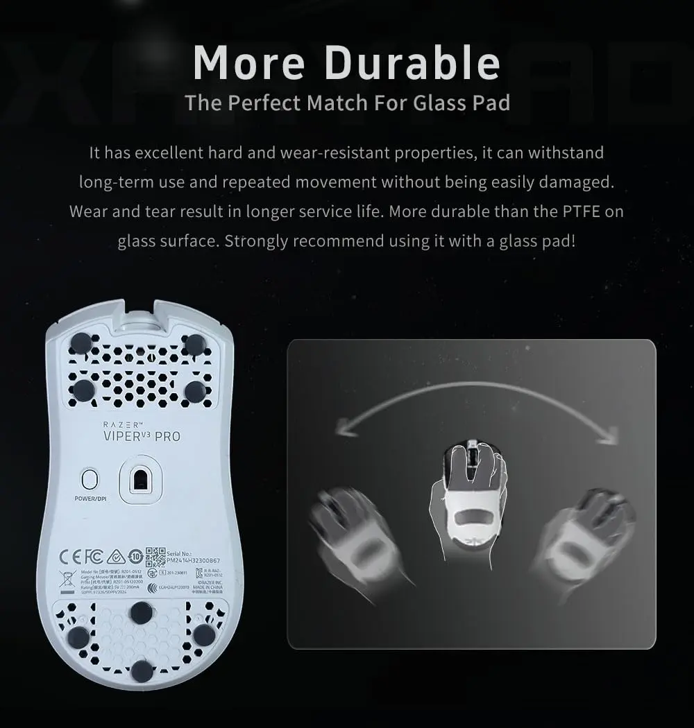 X-Raypad Obsidian Pro Air Speed Mouse Skates (40 Dots, Grey) | Low-Friction UHMWPE for Gaming - view 4
