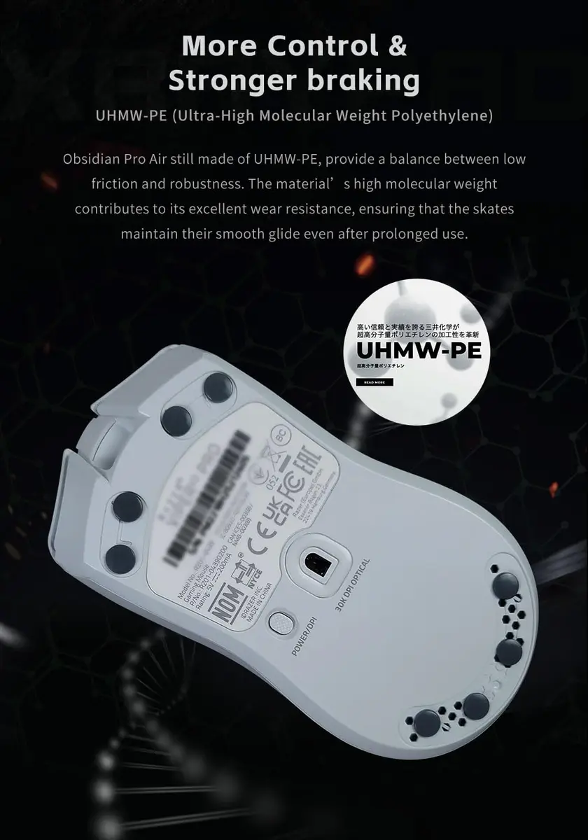 X-Raypad Obsidian Pro Air Speed Mouse Skates (40 Dots, Grey) | Low-Friction UHMWPE for Gaming - view 5