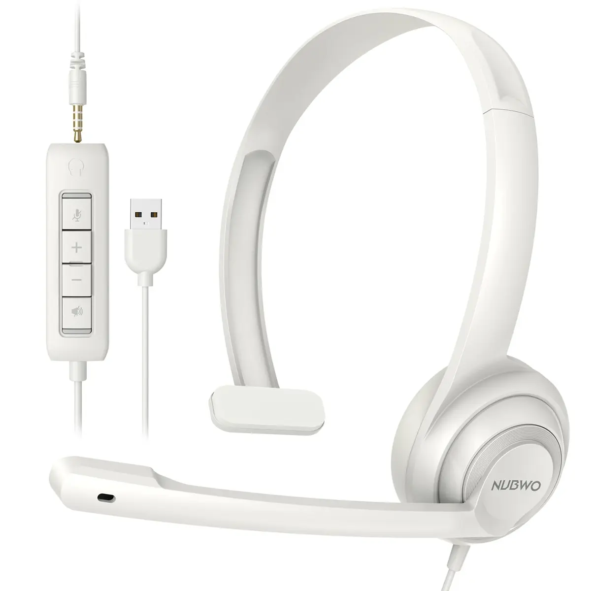 NUBWO HW02 USB Headset with Microphone Noise Cancelling & in-line Control | Lightweight Wired Office Headset for Calls & Gaming - main product image