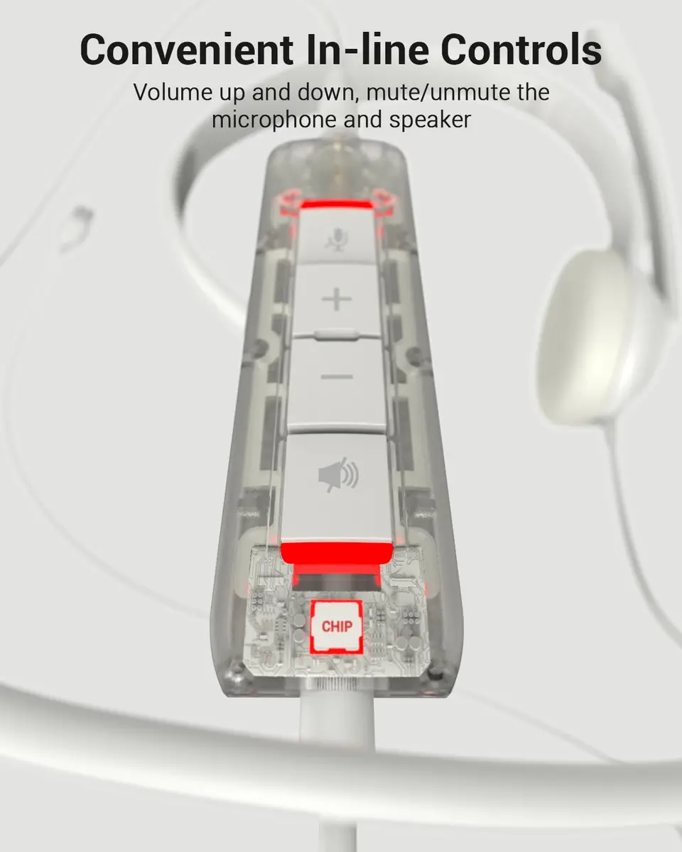 NUBWO HW02 USB Headset with Microphone Noise Cancelling & in-line Control | Lightweight Wired Office Headset for Calls & Gaming - view 3