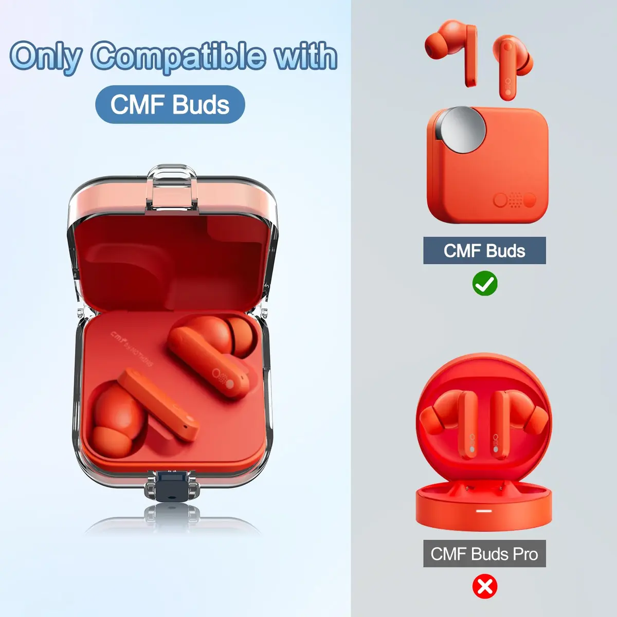 POZCIS CMF Buds Case Cover Hard PC Shell Clear | Protective Earbuds Case with Lanyard - view 2