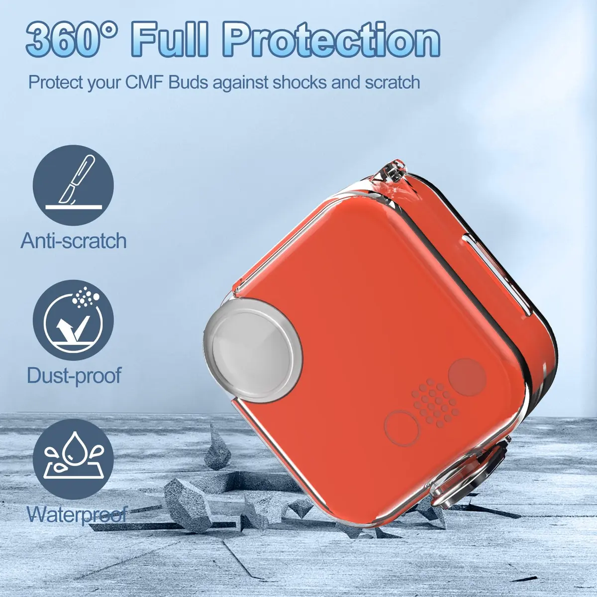 POZCIS CMF Buds Case Cover Hard PC Shell Clear | Protective Earbuds Case with Lanyard - view 3