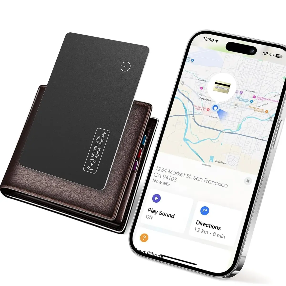 YAOTE Ultra-Slim Wallet Tracker Card, Rechargeable 1.8mm | Apple Find My Compatible - main product image