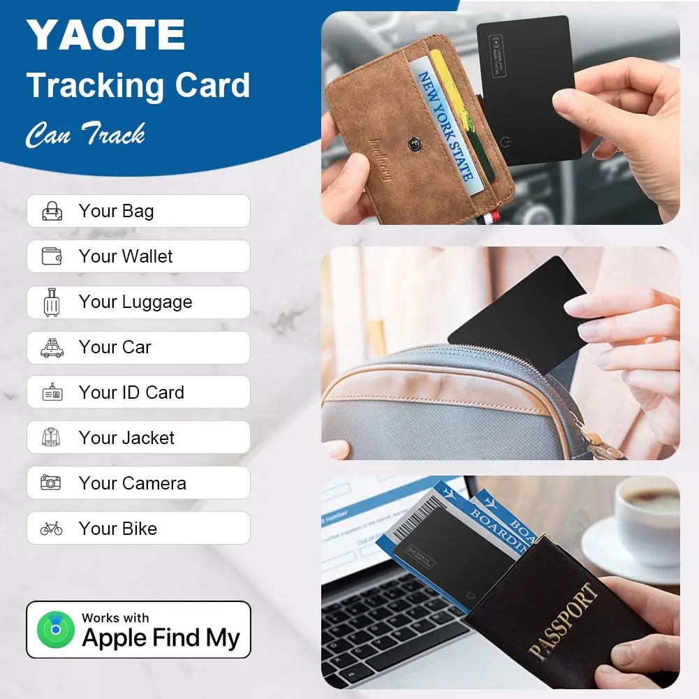 YAOTE Ultra-Slim Wallet Tracker Card, Rechargeable 1.8mm | Apple Find My Compatible - view 8