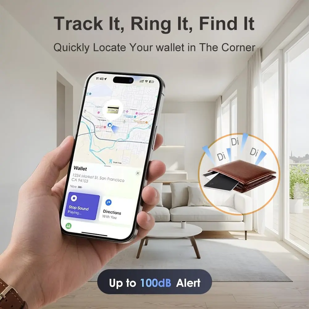 YAOTE Ultra-Slim Wallet Tracker Card, Rechargeable 1.8mm | Apple Find My Compatible - view 3