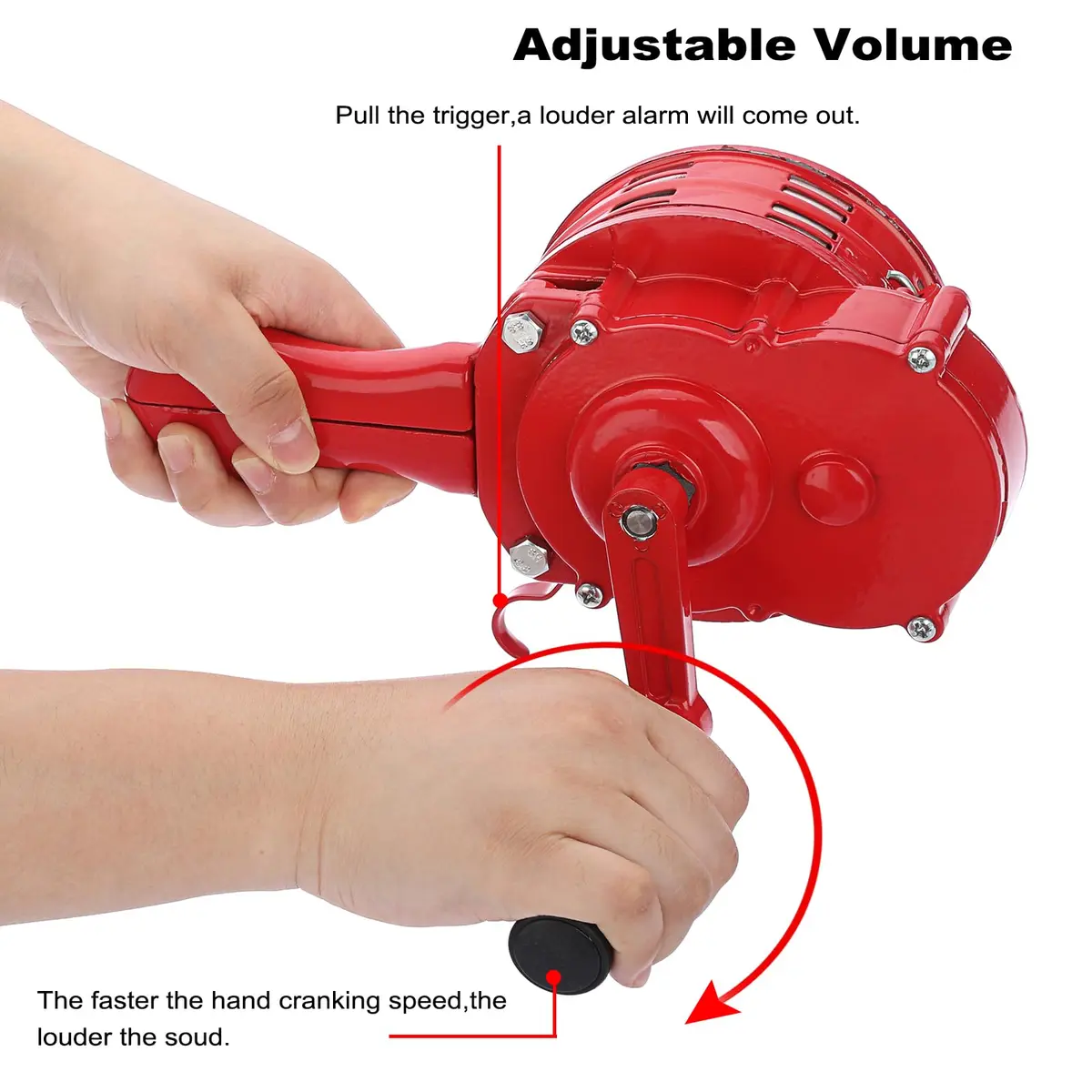 Sumnacon Hand Crank Siren Manual Operated Air Raid Siren Red | 1050g (2.31 lb) Heavy Duty Aluminum Alloy - view 5