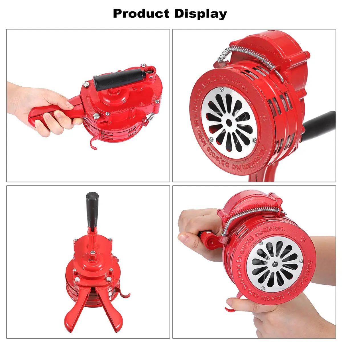 Sumnacon Hand Crank Siren Manual Operated Air Raid Siren Red | 1050g (2.31 lb) Heavy Duty Aluminum Alloy - view 6