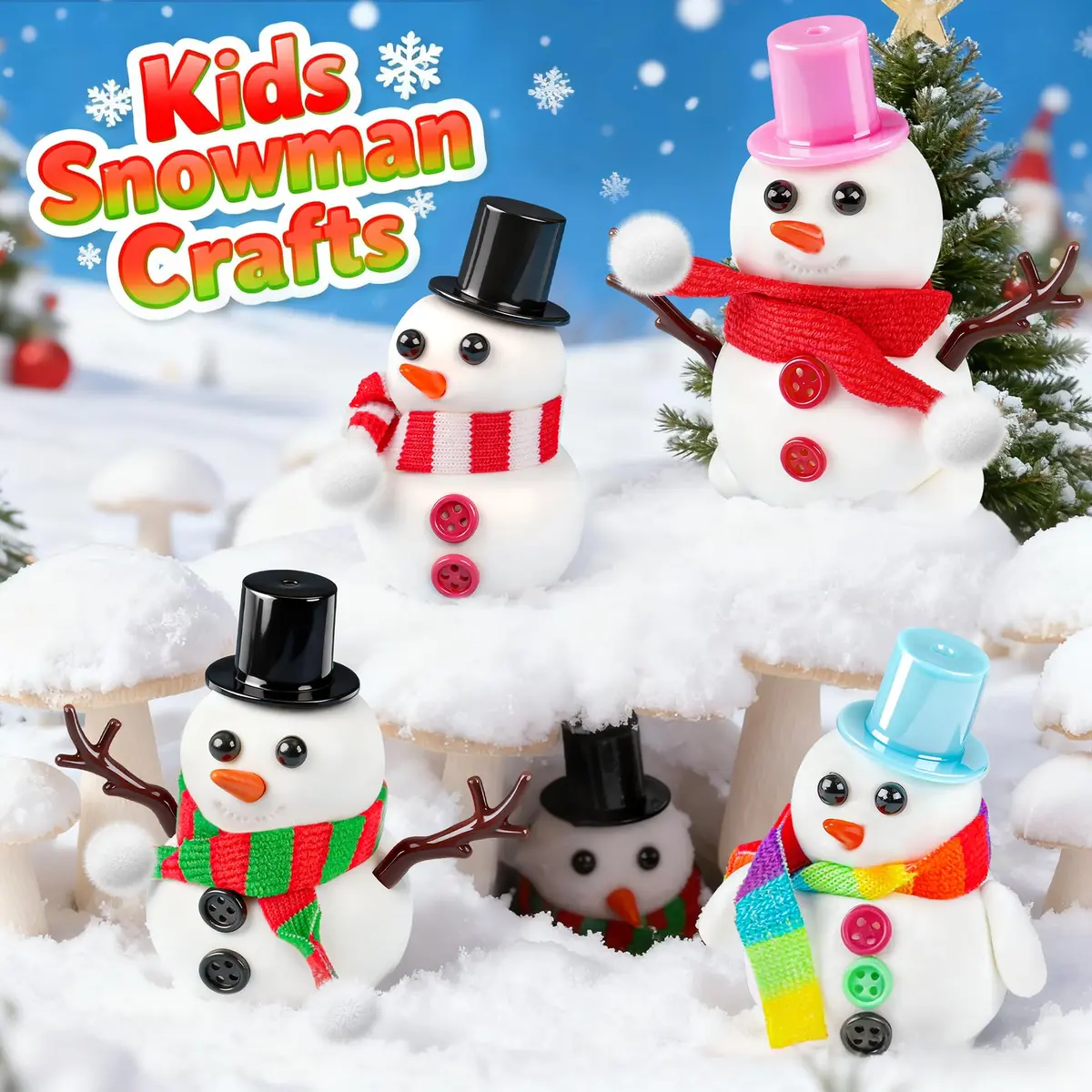 LAWOHO 6 Pack Snowman Slime & Clay Kit | ASTM-Tested Non-Toxic Toy Slime for Kids 3-12 - view 4