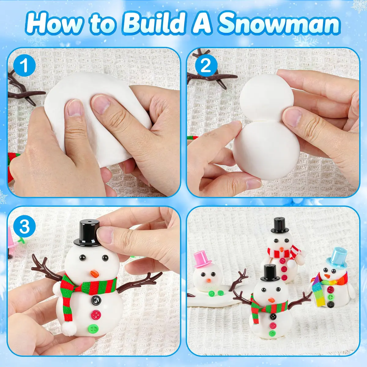 LAWOHO 6 Pack Snowman Slime & Clay Kit | ASTM-Tested Non-Toxic Toy Slime for Kids 3-12 - view 5