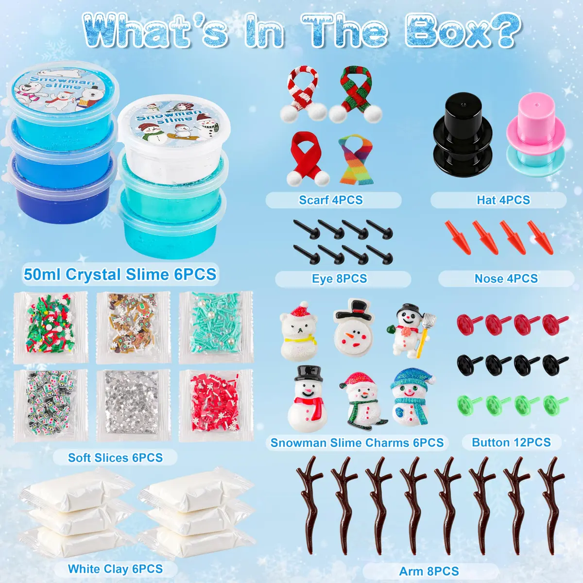 LAWOHO 6 Pack Snowman Slime & Clay Kit | ASTM-Tested Non-Toxic Toy Slime for Kids 3-12 - view 6