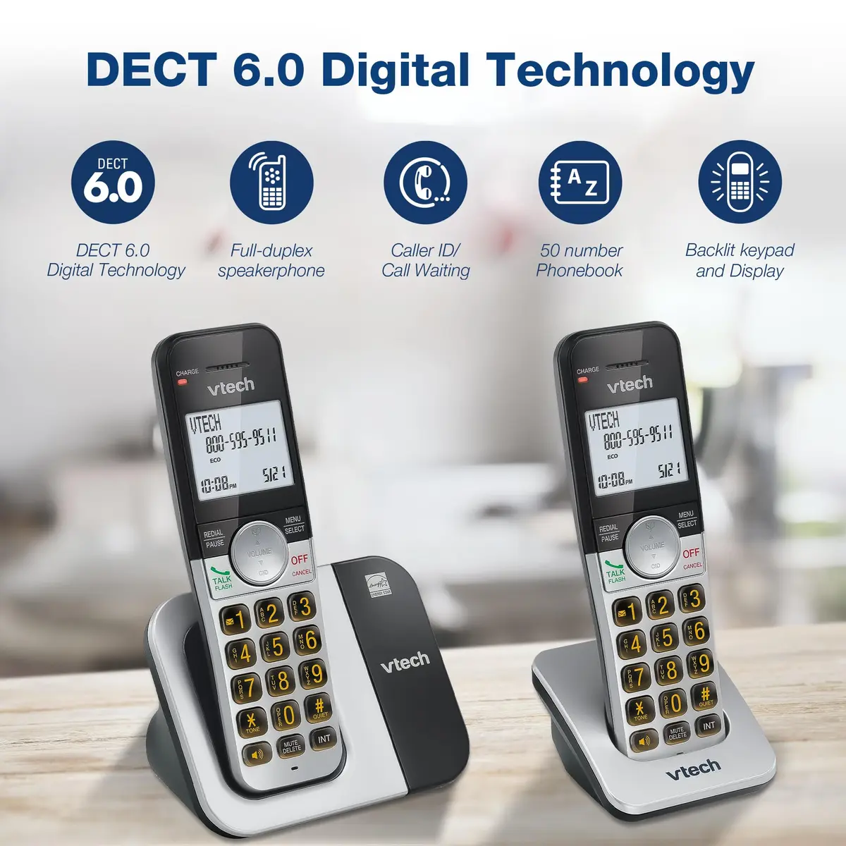 VTech DECT 6.0 Cordless Phone VG231 | Interference-Free Sound, Large Backlit Display, Big Buttons, Caller ID, Speakerphone - view 6