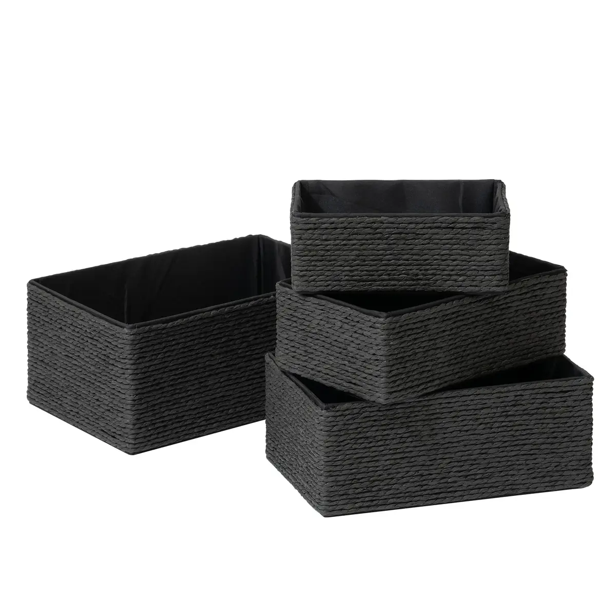 LA JOLIE MUSE Bathroom Basket Organizers, Paper Rope Storage, Black 4 Pack | Modern, Eco-Friendly Bathroom & Home Organization - main product image