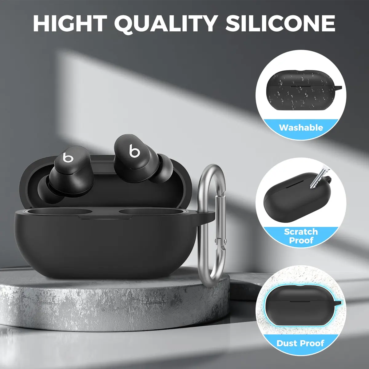 AHASTYLE Silicone Case for Beats Solo Buds (2024) | Shockproof & Dust-Resistant Earbud Case - view 5