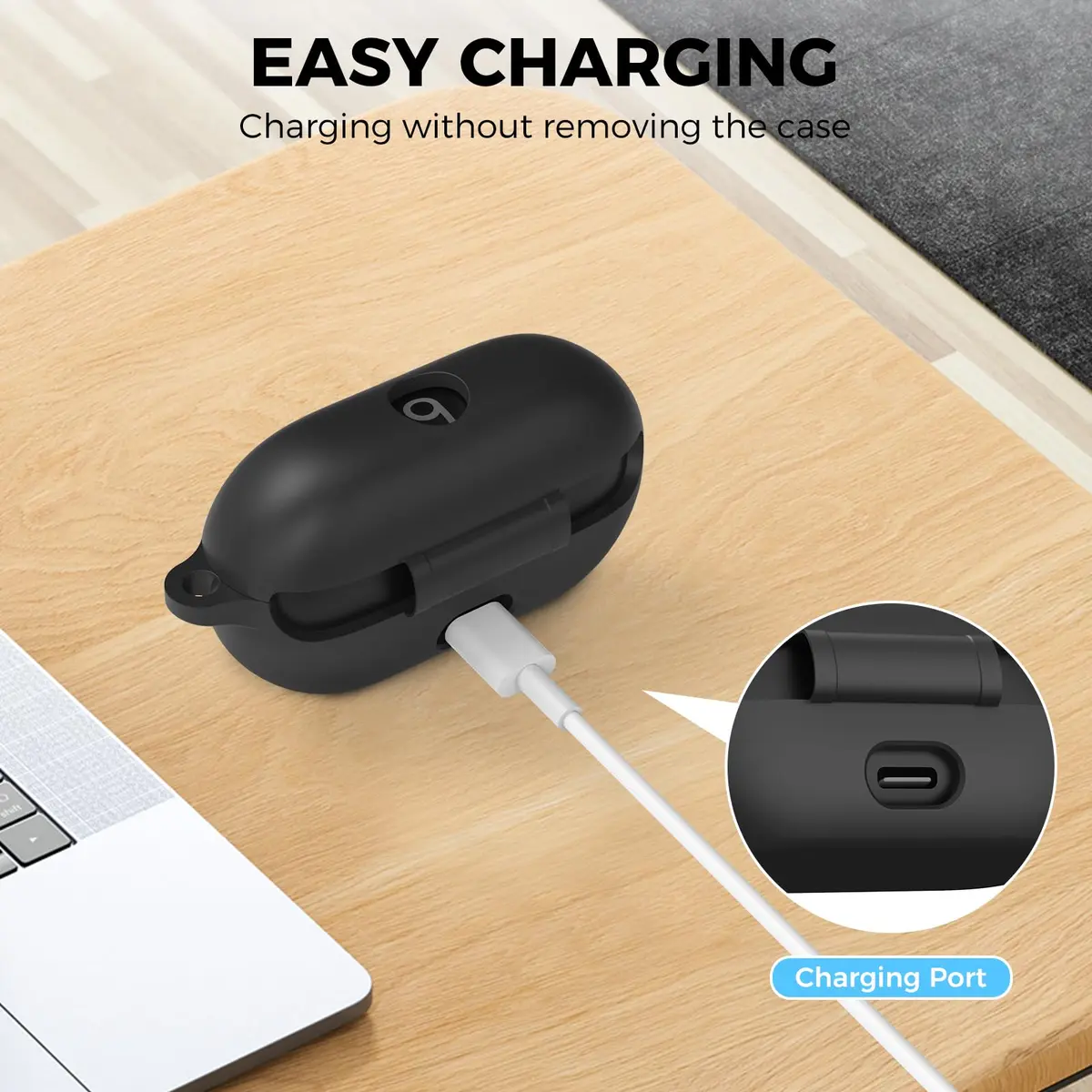AHASTYLE Silicone Case for Beats Solo Buds (2024) | Shockproof & Dust-Resistant Earbud Case - view 3