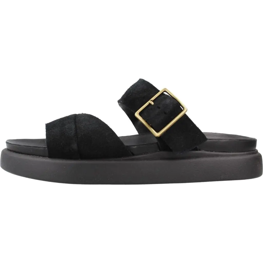 Clarks Women's Aristella RoseSandal, Black Sde, 8 | Classic Leather Flat for Women - view 2