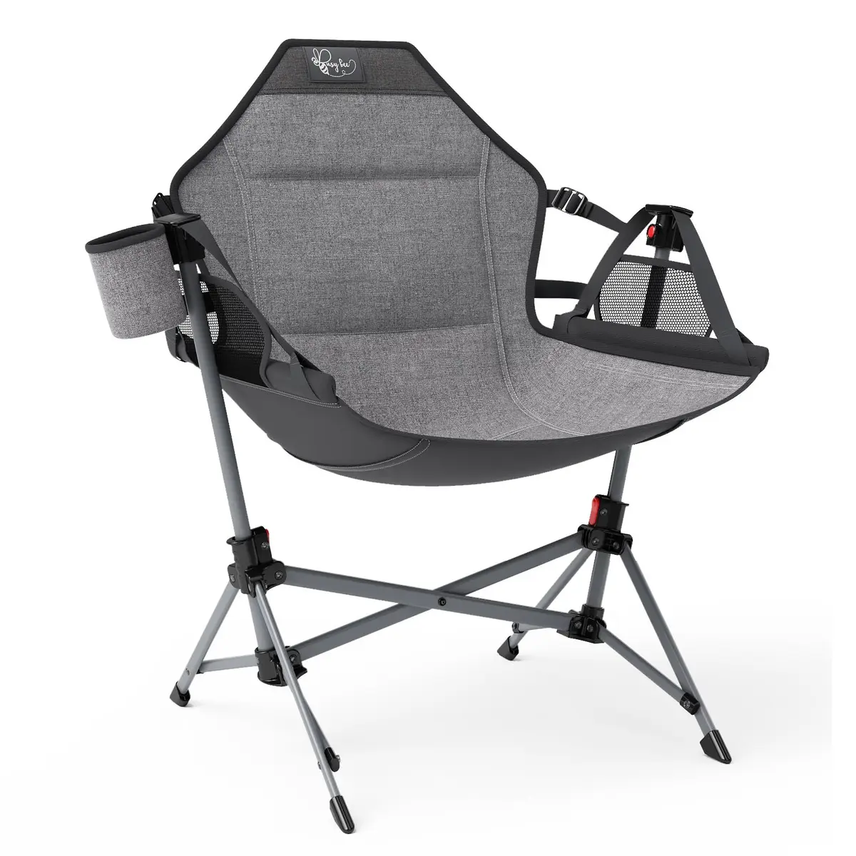 Busy Bee Kids Hammock Camping Chair with Stand, 125 lb, Gray | Portable, Adjustable & Safe for Outdoor & Indoor Use - main product image